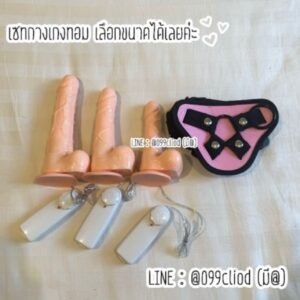 Strap-on harness set with vibrating rotating dildo