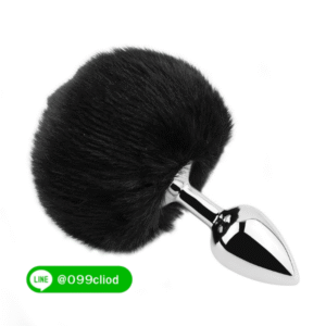 Bunny Tail Anal Plug สีดำ หางฟูนุ่ม ใส่ง่าย