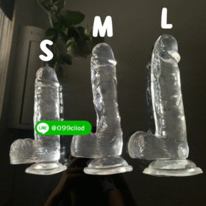 ดิลโด้ใสลายเส้นเลือด ซิลิโคนนิ่ม ปั๊มพื้นได้