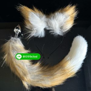 เซตหูคาดหัวพร้อมปลั๊กหางจิ้งจอกสีน้ำตาล สเตนเลสใส่ง่าย